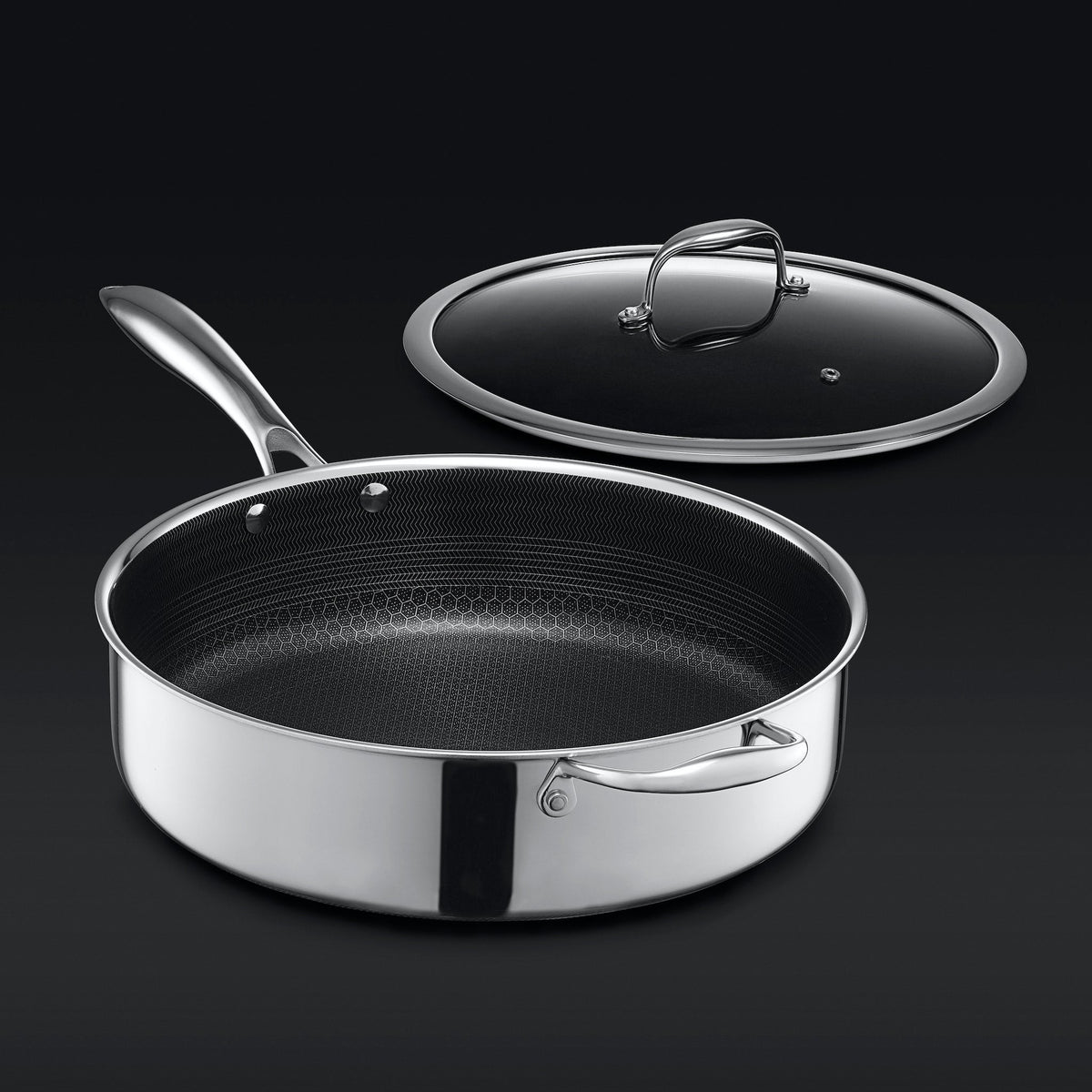 Hybrid Deep Sauté Pan with Lid, 5.5-Qt